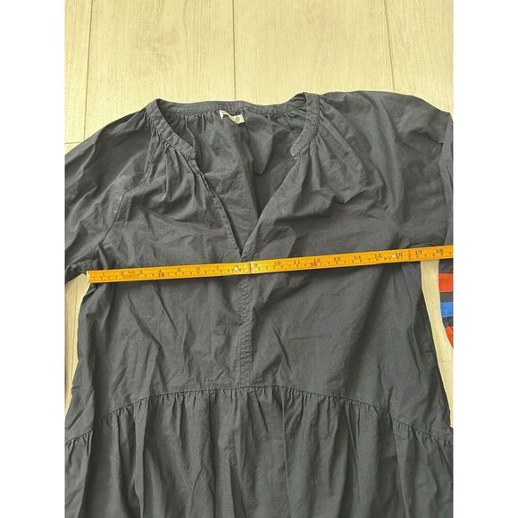 Anthropologie Sundry‎ Varsity Stripe Midi Dress Navy Blue Cotton Size 0/XS - Picture 6 of 9